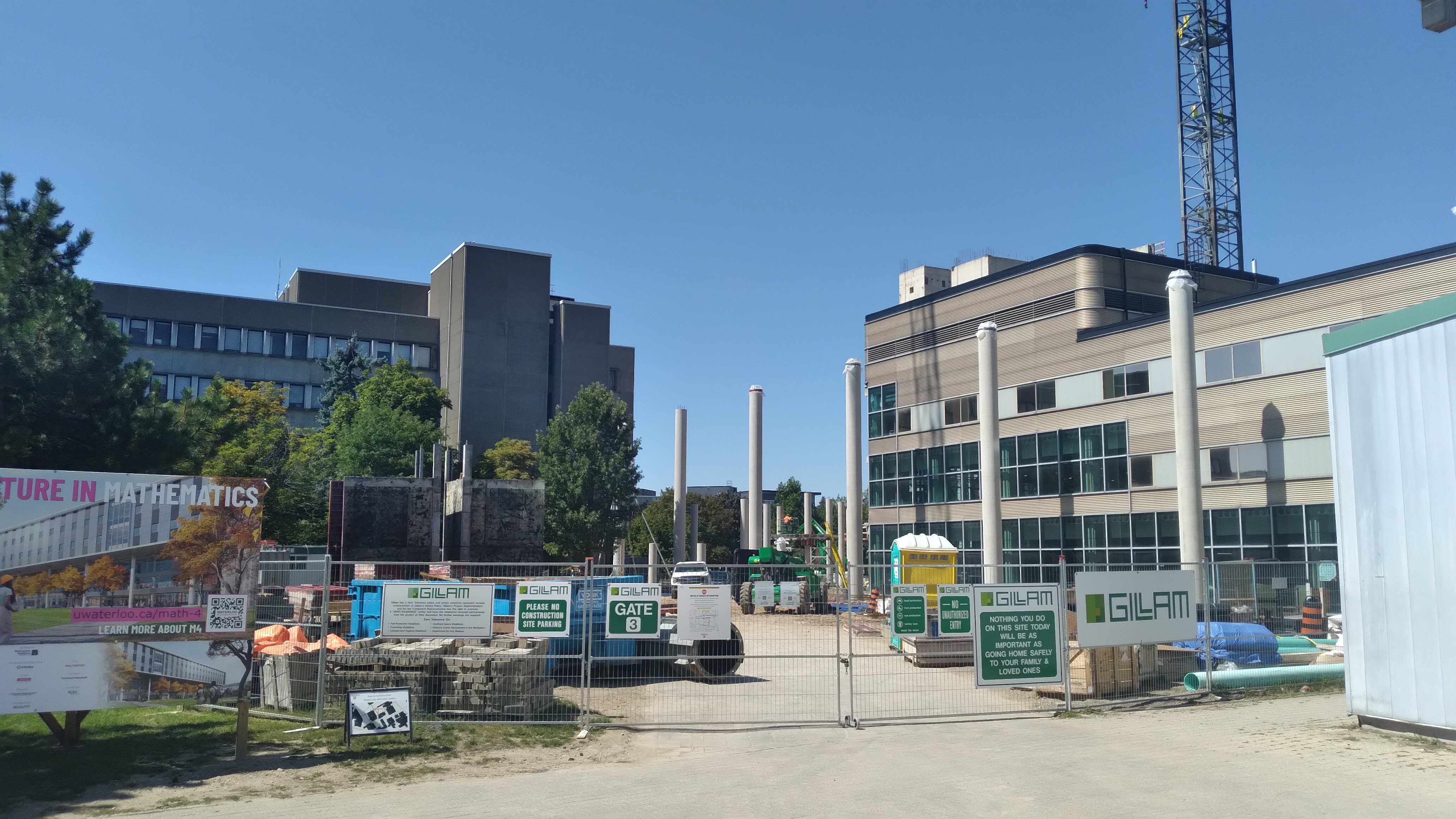 Concrete columns and the elevator shaft rose up, August 2025.