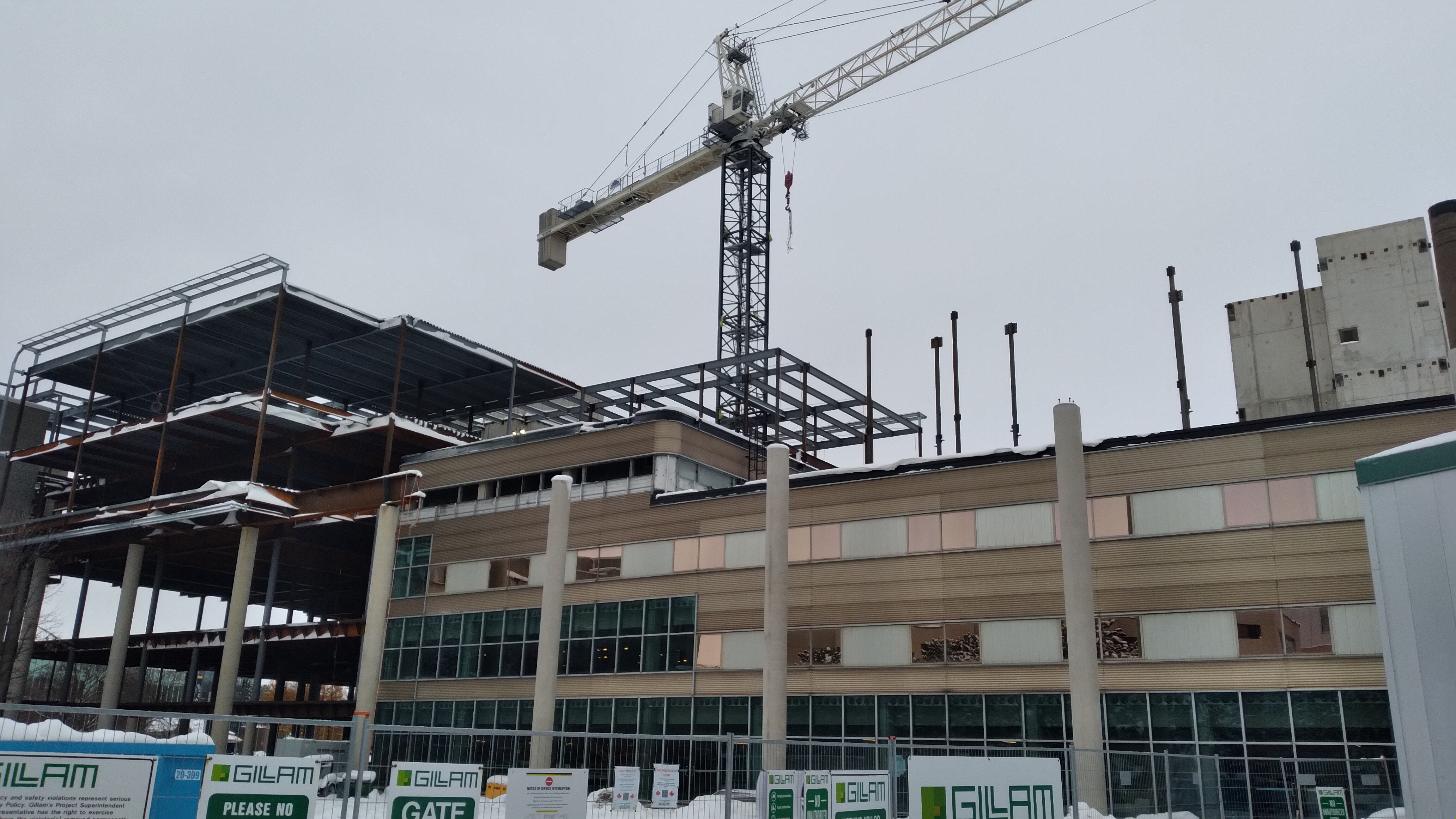 East-side perspective showing frame mostly done, November 2025