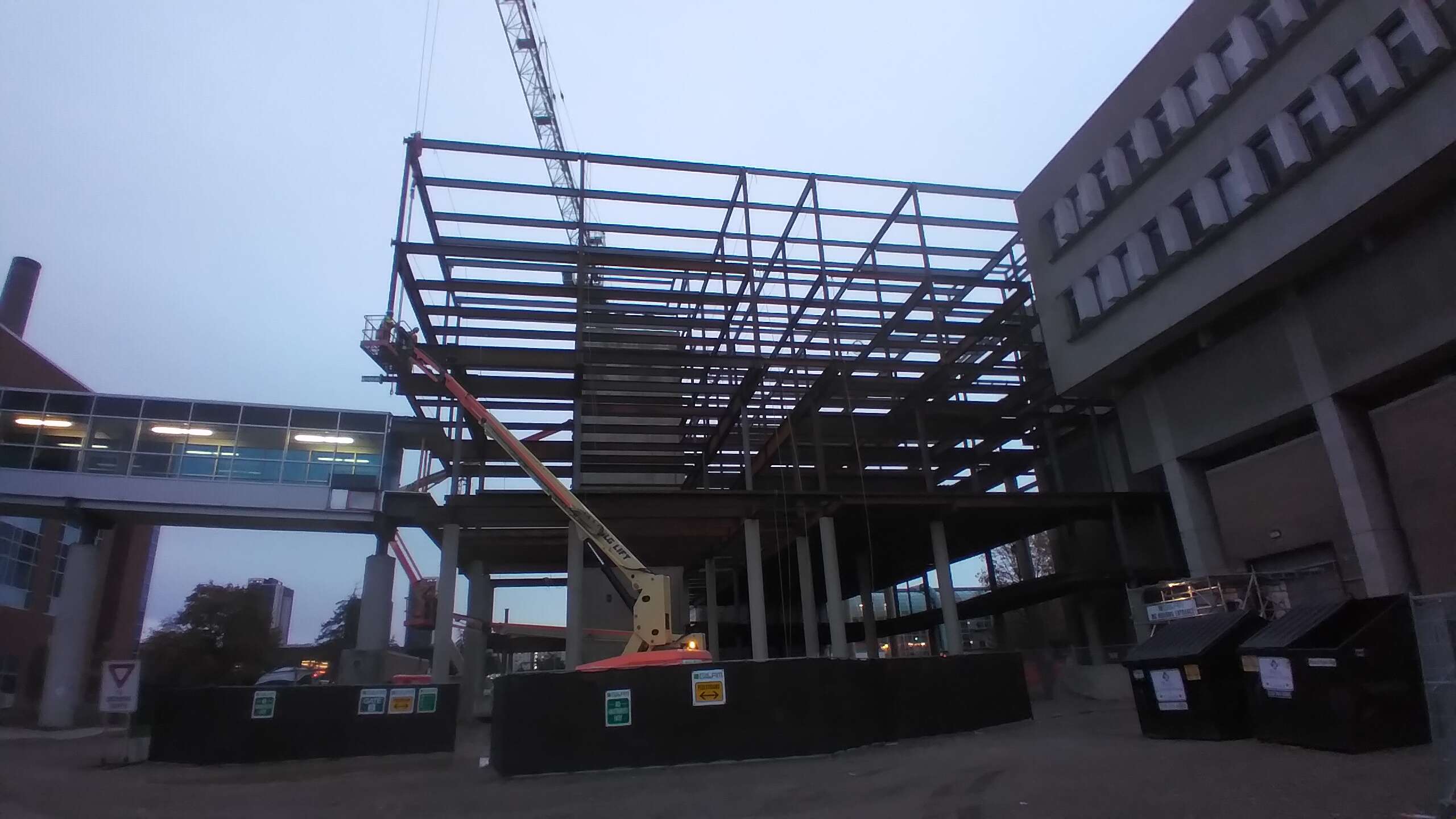 Mostly complete steel construction, October 2025.