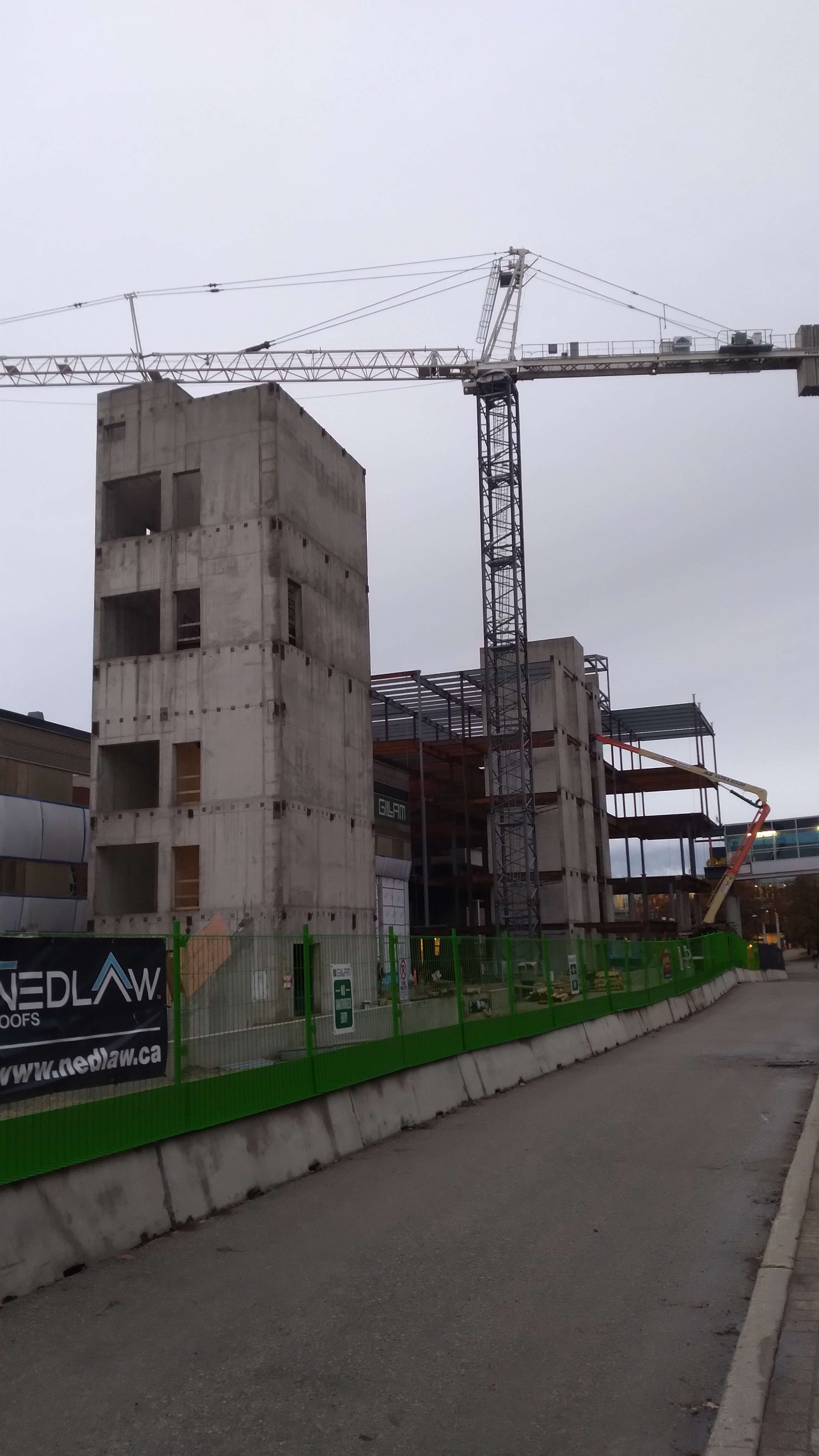 East-side perspective on the steel construction, October 2025